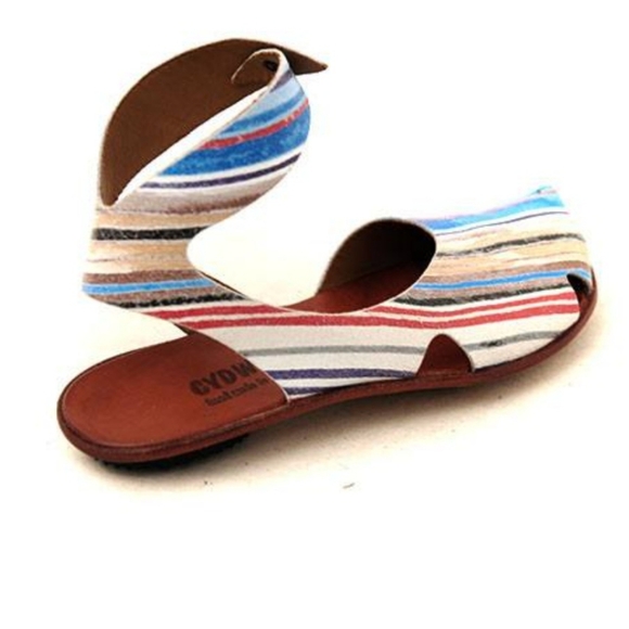 Cydwoq LINK Colorful Stripes Leather Sandals Flats Handmade In USA Sz 36 / US 6